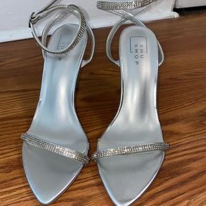 Silver glittery heels